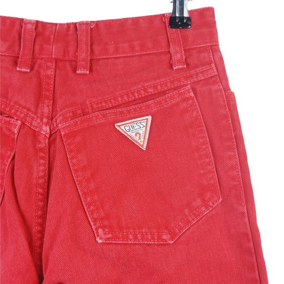 Vtg 90's Georges Marciano X Guess High Waisted Red Zipper Ankle Tapered Jeans 29 - Picture 5 of 11